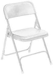 NPS - 18-3/4" Wide x 16-1/4" Deep x 29-3/4" High, Steel Folding Chair with Plastic Seat & Back - White with White Frame - Eagle Tool & Supply