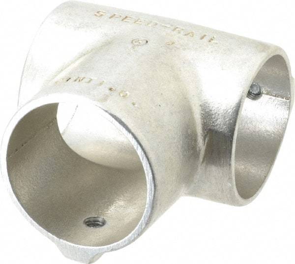 Hollaender - 2" Pipe, 90° Three Socket Tee, Aluminum Alloy Tee Pipe Rail Fitting - Bright Finish - Eagle Tool & Supply