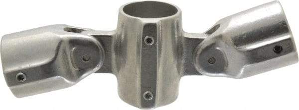 Hollaender - 1-1/2" Pipe, Adjustable Cross Assembly, Aluminum Alloy Cross Pipe Rail Fitting - Bright Finish - Eagle Tool & Supply