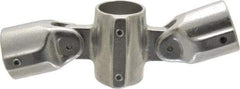 Hollaender - 1-1/2" Pipe, Adjustable Cross Assembly, Aluminum Alloy Cross Pipe Rail Fitting - Bright Finish - Eagle Tool & Supply