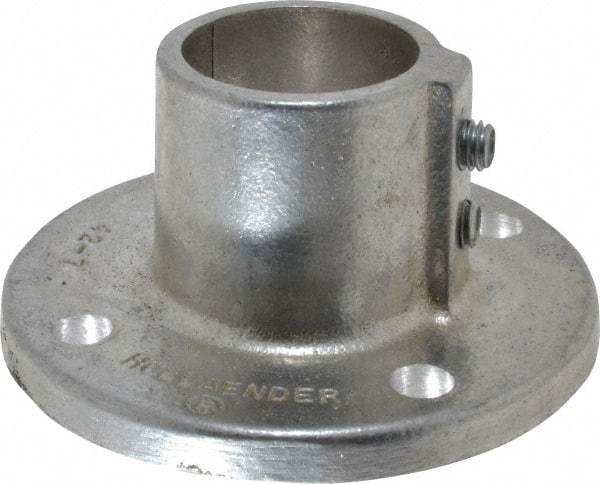 Hollaender - 1-1/4" Pipe, Base Flange, Aluminum Alloy Flange Pipe Rail Fitting - Bright Finish - Eagle Tool & Supply