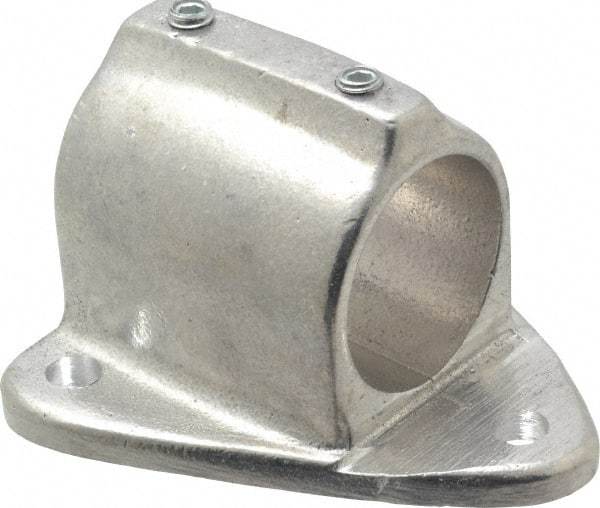 Hollaender - 1-1/2" Pipe, Wall Mount Flange, Aluminum Alloy Flange Pipe Rail Fitting - Bright Finish - Eagle Tool & Supply