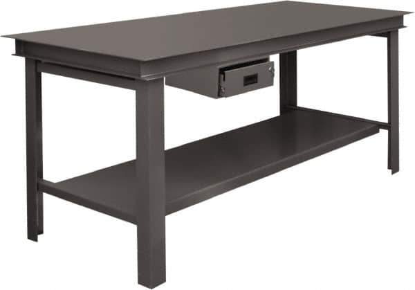 Durham - 60 Wide x 36" Deep x 34" High, Steel Workbench - Straight Edge, Fixed Legs - Eagle Tool & Supply