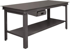 Durham - 60 Wide x 36" Deep x 34" High, Steel Workbench - Straight Edge, Fixed Legs - Eagle Tool & Supply