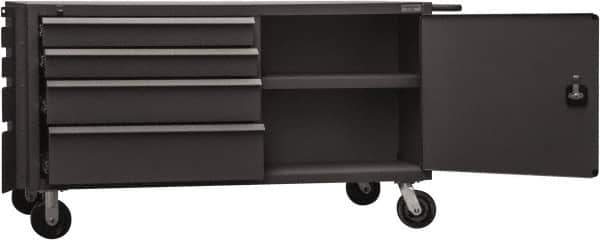 Durham - 4,000 Lb Capacity, 1 Shelf, 8 Drawer, 2 Door Mobile Cabinet - 60" Wide x 30" Deep x 34" High, Steel, Gray - Eagle Tool & Supply