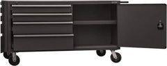 Durham - 4,000 Lb Capacity, 1 Shelf, 8 Drawer, 2 Door Mobile Cabinet - 60" Wide x 30" Deep x 34" High, Steel, Gray - Eagle Tool & Supply