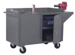 Durham - 2,000 Lb Capacity, 1 Shelf, 2 Door Mobile Cabinet - 60" Wide x 24" Deep x 38" High, Steel, Gray - Eagle Tool & Supply