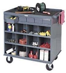 Durham - 1,000 Lb Capacity, 12 Drawer, 16 Bin, 2 Door Mobile Cabinet - 24" Wide x 24" Deep x 36" High, Steel, Gray - Eagle Tool & Supply