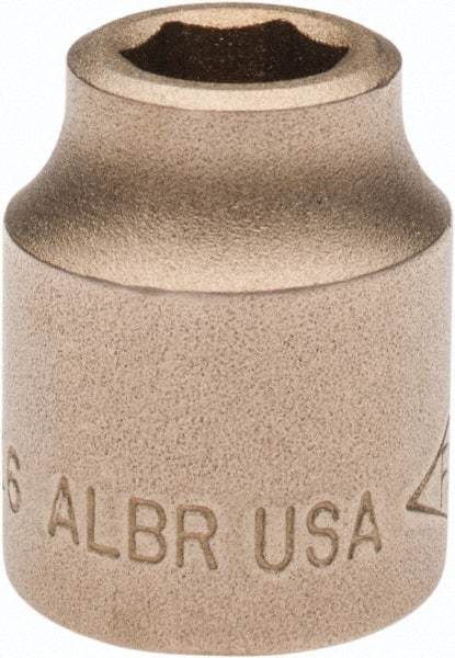 Ampco - 7/16", 1/2" Drive, Standard Hand Socket - 6 Points, 1-3/16" OAL, Aluminum Bronze - Eagle Tool & Supply