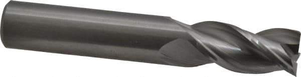 Kennametal - 1/2", 1" LOC, 1/2" Shank Diam, 3" OAL, 3 Flute, Solid Carbide Square End Mill - Single End, Uncoated, Spiral Flute, 37° Helix, Centercutting, Right Hand Cut, Right Hand Flute, Series AADE - Eagle Tool & Supply