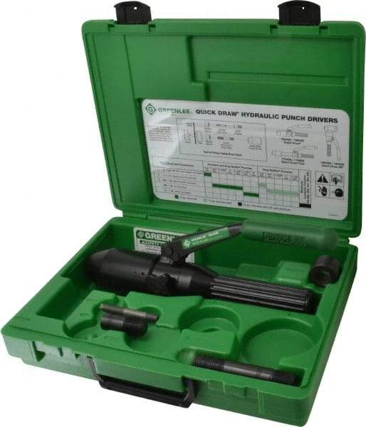 Greenlee - 5 Piece, 22.5" Punch Hole Diam, Hydraulic Punch Driver Kit - Round Punch, 10 Gage Mild Steel - Eagle Tool & Supply