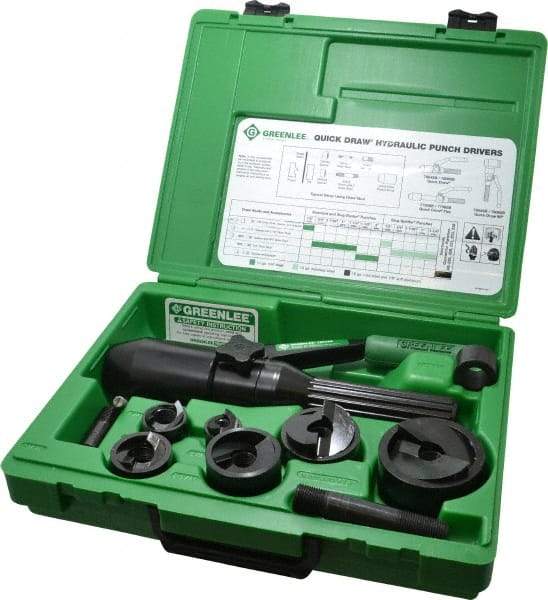 Greenlee - 11 Piece, 61.5mm Punch Hole Diam, Hydraulic Punch Driver Kit - Round Punch, 10 Gage Mild Steel - Eagle Tool & Supply