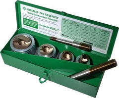 Greenlee - 7 Piece, 22.5 to 43.2mm Punch Hole Diam, Hydraulic Knockout Set - Round Punch, 10 Gage Mild Steel - Eagle Tool & Supply