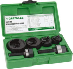 Greenlee - 11 Piece, 1/2 to 1-1/4" Punch Hole Diam, Manual Knockout Set - Round Punch, 10 Gage Mild Steel - Eagle Tool & Supply