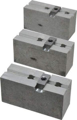 Abbott Workholding Products - 8" & Up Chuck Capacity, Tongue & Groove Attachment, Square Soft Lathe Chuck Jaw - 3 Jaws, Aluminum, 1-3/4" Btw Mount Hole Ctrs, 4" Long x 1-1/2" Wide x 2" High, 5/16" Groove, 3/8" Fastener - Eagle Tool & Supply