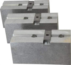 Abbott Workholding Products - 15 to 18" Chuck Capacity, Tongue & Groove Attachment, Square Soft Lathe Chuck Jaw - 3 Jaws, Aluminum, 3" Btw Mount Hole Ctrs, 6-1/2" Long x 2-1/2" Wide x 3" High, 1/2" Groove, 5/8" Fastener - Eagle Tool & Supply