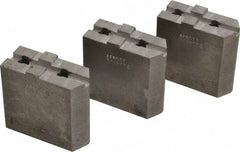 Abbott Workholding Products - 6" & Up Chuck Capacity, Tongue & Groove Attachment, Square Soft Lathe Chuck Jaw - 3 Jaws, Steel, 1-1/2" Btw Mount Hole Ctrs, 3" Long x 1-1/4" Wide x 3" High, 5/16" Groove, 3/8" Fastener - Eagle Tool & Supply