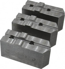 Abbott Workholding Products - 8" & Up Chuck Capacity, Tongue & Groove Attachment, Square Soft Lathe Chuck Jaw - 3 Jaws, Steel, 1-3/4" Btw Mount Hole Ctrs, 4" Long x 1-1/2" Wide x 2" High, 5/16" Groove, 1/2" Fastener - Eagle Tool & Supply