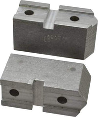 Abbott Workholding Products - 6" & Up Chuck Capacity, Serrated Attachment, Square Soft Lathe Chuck Jaw - 3 Jaws, Aluminum, 1-11/16" Btw Mount Hole Ctrs, 3" Long x 1-1/4" Wide x 1-1/2" High, 0.738" Groove, 5/16" Fastener - Eagle Tool & Supply