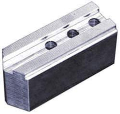 Abbott Workholding Products - 16" & Up Chuck Capacity, 3/32" x 90° Serrated Attachment, Square Soft Lathe Chuck Jaw - 3 Jaws, Steel, 1-1/2" Btw Mount Hole Ctrs, 6-1/2" Long x 2-1/2" Wide x 3" High, 1.004" Groove, 0.7874" & 20mm Fastener - Eagle Tool & Supply