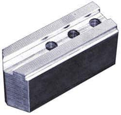 Abbott Workholding Products - 15" & Up Chuck Capacity, 1/16" x 90 Serrated Attachment, Square Soft Lathe Chuck Jaw - 3 Jaws, Aluminum, 1-9/16" Btw Mount Hole Ctrs, 6-1/2" Long x 2-1/2" Wide x 3" High, 0.827" Groove, 5/8" Fastener - Eagle Tool & Supply