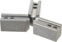 Abbott Workholding Products - 6-1/2" Chuck Capacity, 1/16" x 90 Serrated Attachment, Square Soft Lathe Chuck Jaw - 3 Jaws, Steel, 0.65" Btw Mount Hole Ctrs, 3" Long x 1-1/4" Wide x 1-1/2" High, 0.551" Groove, 0.3937" & 10mm Fastener - Eagle Tool & Supply