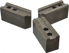 Abbott Workholding Products - 8" & Up Chuck Capacity, 1/16" x 90 Serrated Attachment, Square Soft Lathe Chuck Jaw - 3 Jaws, Steel, 29/32" Btw Mount Hole Ctrs, 4" Long x 1-1/2" Wide x 2" High, 0.669" Groove, 0.4724" & 12mm Fastener - Eagle Tool & Supply