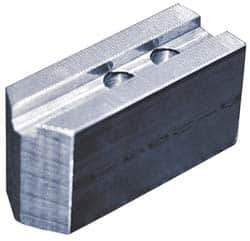 Abbott Workholding Products - 5" & Up Chuck Capacity, 1.5mm x 60° Serrated Attachment, Square Soft Lathe Chuck Jaw - 3 Jaws, Aluminum, 3/4" Btw Mount Hole Ctrs, 2-1/2" Long x 1" Wide x 1-1/2" High, 0.3937" Groove, 0.315" & 8mm Fastener - Eagle Tool & Supply