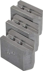 Abbott Workholding Products - 4" & Up Chuck Capacity, 1.5mm x 60° Serrated Attachment, Square Soft Lathe Chuck Jaw - 3 Jaws, Aluminum, 0.5512" Btw Mount Hole Ctrs, 2" Long x 1" Wide x 1-1/2" High, 0.3937" Groove, 0.315" & 8mm Fastener - Eagle Tool & Supply