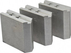 Abbott Workholding Products - 10" & Up Chuck Capacity, 1.5mm x 60° Serrated Attachment, Square Soft Lathe Chuck Jaw - 3 Jaws, Aluminum, 1.1811" Btw Mount Hole Ctrs, 4-1/2" Long x 1-1/2" Wide x 4" High, 0.6299" Groove, 0.4724" & 12mm Fastener - Eagle Tool & Supply