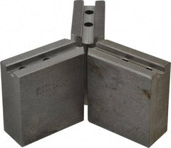 Abbott Workholding Products - 6" & Up Chuck Capacity, 1.5mm x 60° Serrated Attachment, Square Soft Lathe Chuck Jaw - 3 Jaws, Steel, 63/64" Btw Mount Hole Ctrs, 3" Long x 1-1/4" Wide x 3" High, 0.4331" Groove, 0.315" & 8mm Fastener - Eagle Tool & Supply