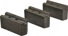 Abbott Workholding Products - 8" & Up Chuck Capacity, 1.5mm x 60° Serrated Attachment, Square Soft Lathe Chuck Jaw - 3 Jaws, Steel, 1.1811" Btw Mount Hole Ctrs, 4" Long x 1-1/2" Wide x 2" High, 0.5512" Groove, 0.3937" & 10mm Fastener - Eagle Tool & Supply