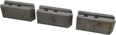 Abbott Workholding Products - 10" & Up Chuck Capacity, 1.5mm x 60° Serrated Attachment, Square Soft Lathe Chuck Jaw - 3 Jaws, Steel, 1.2598" Btw Mount Hole Ctrs, 4-1/2" Long x 1-1/2" Wide x 2" High, 0.6299" Groove, 0.4724" & 12mm Fastener - Eagle Tool & Supply