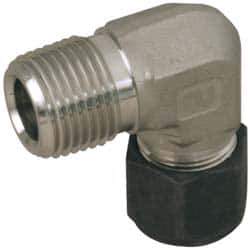 Parker - 3/8" OD, Stainless Steel Male Elbow - 5/8" Hex, Comp x MNPT Ends - Eagle Tool & Supply