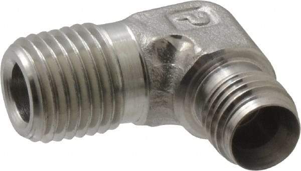 Parker - 1/4" OD, Stainless Steel Male Elbow - 9/16" Hex, Comp x MNPT Ends - Eagle Tool & Supply