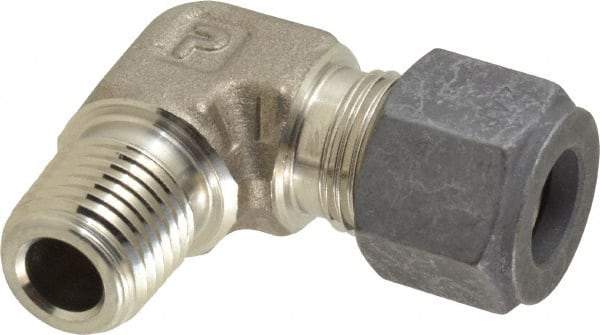 Parker - 3/8" OD, Stainless Steel Male Elbow - 5/8" Hex, Comp x MNPT Ends - Eagle Tool & Supply