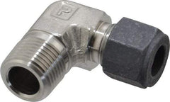 Parker - 3/8" OD, Stainless Steel Male Elbow - 11/16" Hex, Comp x MNPT Ends - Eagle Tool & Supply