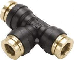 Parker - 1/4" Tube OD, Composite Push-to-Connect Tube Union Tee - Tube to Tube Connection, 250 Max psi, Buna-N O-Ring, -40 to 200°F Working Temp - Eagle Tool & Supply