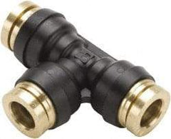 Parker - 3/8" Tube OD, Composite Push-to-Connect Tube Union Tee - Tube to Tube Connection, 250 Max psi, Buna-N O-Ring, -40 to 200°F Working Temp - Eagle Tool & Supply