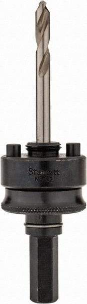 Starrett - 1-1/4 to 8-9/32" Tool Diam Compatibility, Straight Shank, Stainless Steel Integral Pilot Drill, Hole Cutting Tool Arbor - 1/2" Min Chuck, Hex Shank Cross Section, Threaded Shank Attachment, For SH, DH, CT & D Hole Saws - Eagle Tool & Supply