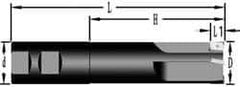 Cutting Tool Technologies - 1-1/2" Cut Diam, 0.38" Max Depth of Cut, 1-1/2" Shank Diam, 7-3/4" OAL, Indexable Square Shoulder End Mill - APKT 1003... Inserts, Weldon Shank, 90° Lead Angle - Eagle Tool & Supply