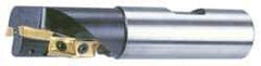 Cutting Tool Technologies - 1-1/4" Cut Diam, 1.77" Max Depth of Cut, 1-1/4" Shank Diam, 4-1/2" OAL, Indexable Square Shoulder Helical End Mill - APKT 1003... Inserts, Weldon Shank, 90° Lead Angle - Eagle Tool & Supply
