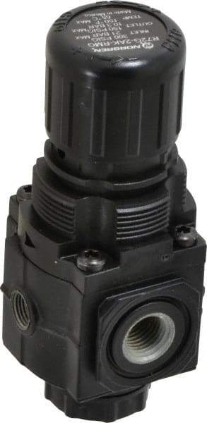 Norgren - 1/4 NPT Port, 70 CFM, Zinc Compact Regulator - 5 to 150 psi Range, 300 Max psi Supply Pressure, 1/8" Gauge Port Thread, 1.98" Wide x 4.19" High - Eagle Tool & Supply