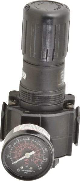 Norgren - 3/4 NPT Port, 220 CFM, Zinc Standard Regulator - 5 to 150 psi Range, 300 Max psi Supply Pressure, 1/4" Gauge Port Thread, 3.15" Wide x 6.67" High - Eagle Tool & Supply