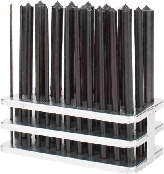 Value Collection - 28 Piece, 3/32 to 17/32", Transfer Punch Set - Round Shank, Comes in Stand - Eagle Tool & Supply