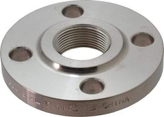 Merit Brass - 1-1/4" Pipe, 4-5/8" OD, Stainless Steel, Threaded Pipe Flange - 3-1/2" Across Bolt Hole Centers, 5/8" Bolt Hole, 150 psi, Grades 304 & 304L - Eagle Tool & Supply