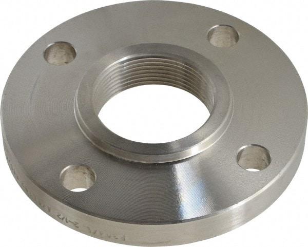 Value Collection - 2-1/2" Pipe, 7" OD, Stainless Steel, Threaded Pipe Flange - 5-1/2" Across Bolt Hole Centers, 3/4" Bolt Hole, 150 psi, Grades 304 & 304L - Eagle Tool & Supply