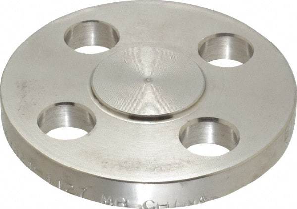 Merit Brass - 1/2" Pipe, 3-1/2" OD, Stainless Steel, Blind Pipe Flange - 2-3/8" Across Bolt Hole Centers, 5/8" Bolt Hole, 150 psi, Grades 304 & 304L - Eagle Tool & Supply