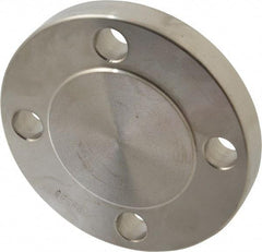 Merit Brass - 1-1/2" Pipe, 5" OD, Stainless Steel, Blind Pipe Flange - 3-7/8" Across Bolt Hole Centers, 5/8" Bolt Hole, 150 psi, Grades 304 & 304L - Eagle Tool & Supply