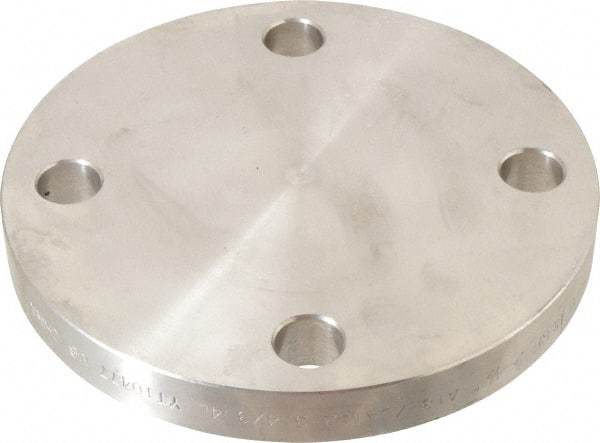 Merit Brass - 2-1/2" Pipe, 7" OD, Stainless Steel, Blind Pipe Flange - 5-1/2" Across Bolt Hole Centers, 3/4" Bolt Hole, 150 psi, Grades 304 & 304L - Eagle Tool & Supply